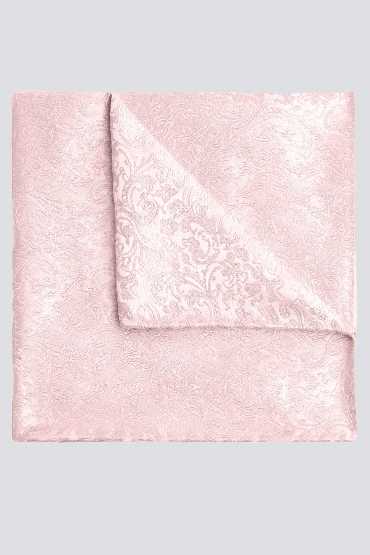 Dusty Pink Floral Swirl Silk Pocket Square