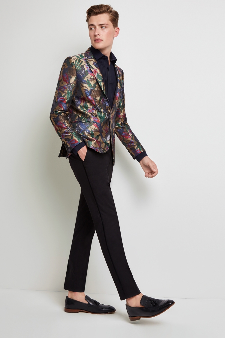Moss London Skinny Fit Bird Jacquard Dress Jacket