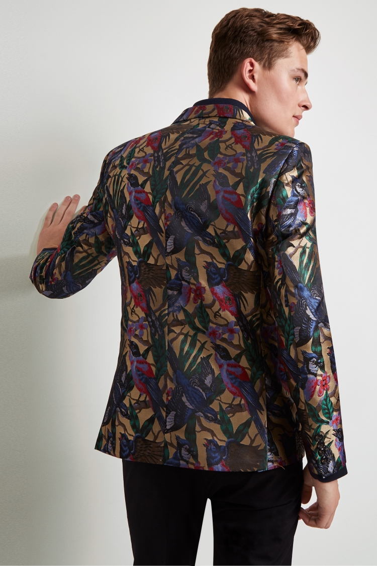 Moss London Skinny Fit Bird Jacquard Dress Jacket