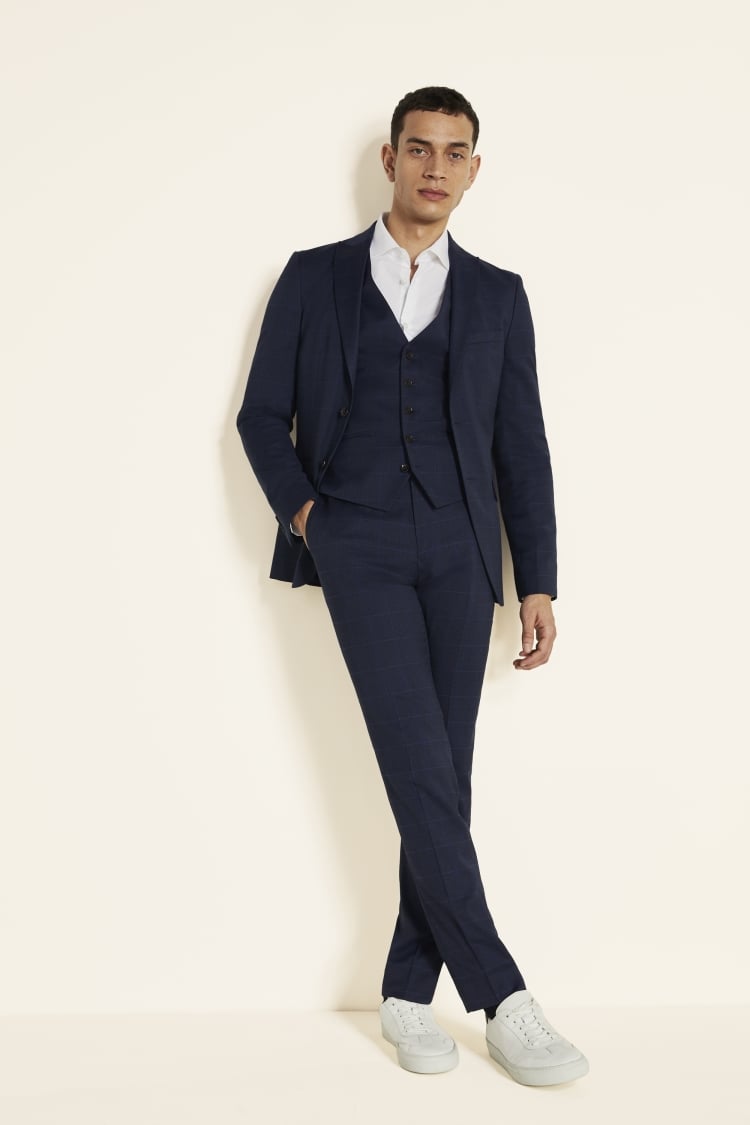 Slim Fit Blue Check Suit