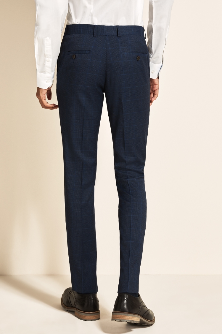 Slim Fit Blue Check Trousers