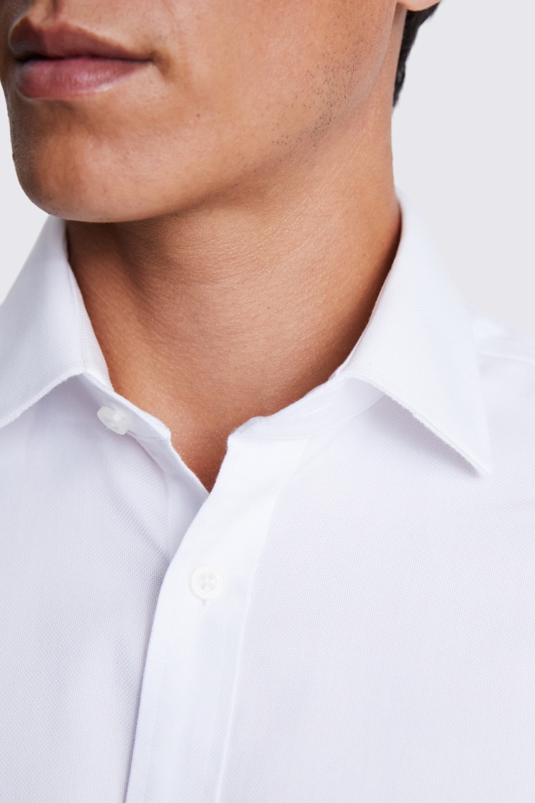 Tailored Fit White Textured Non-Iron Shirt