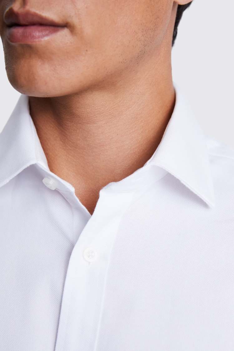 Tailored Fit White Textured Non-Iron Shirt | Buy Online at Moss