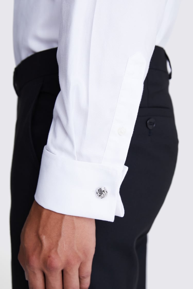 Tailored Fit White Textured Non-Iron Shirt