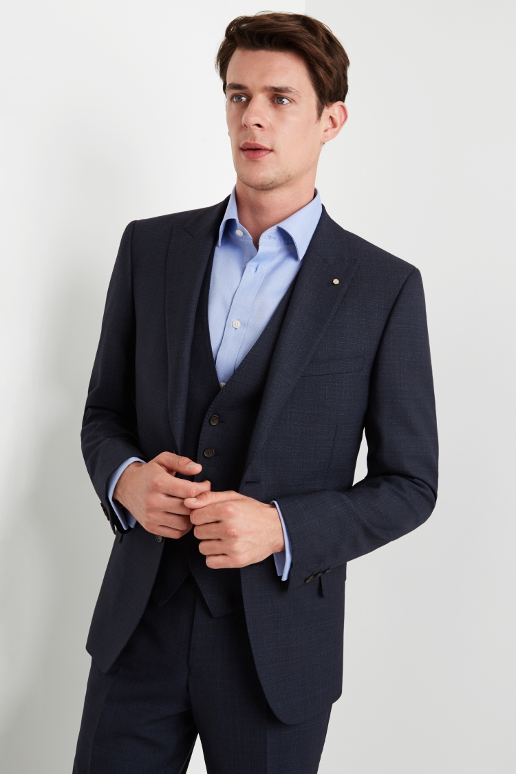 Ted Baker Gold Tailored Fit Airforce Blue Sharkskin Jacket