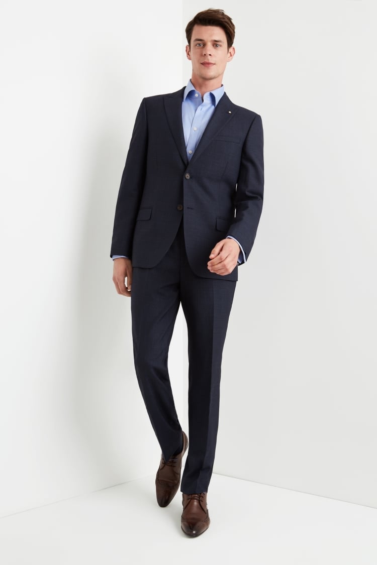 Ted Baker Gold Tailored Fit Airforce Blue Sharkskin Jacket