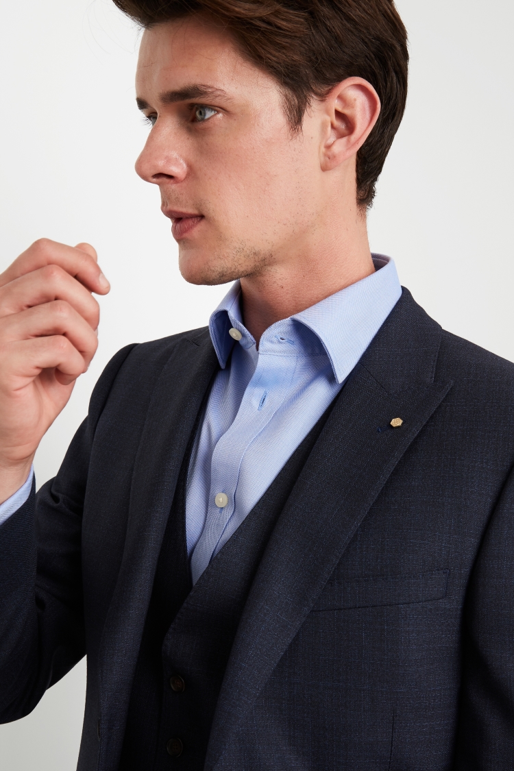 Ted Baker Gold Tailored Fit Airforce Blue Sharkskin Jacket