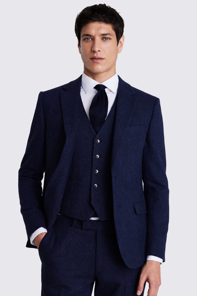 Slim Fit Blue Donegal Tweed Jacket