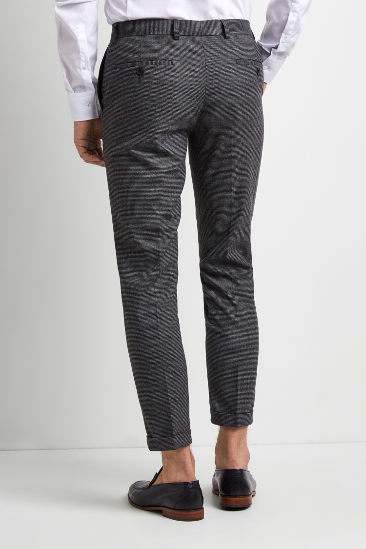 Moss London Skinny Fit Puppytooth Brushed Cropped Pants with Stretch 