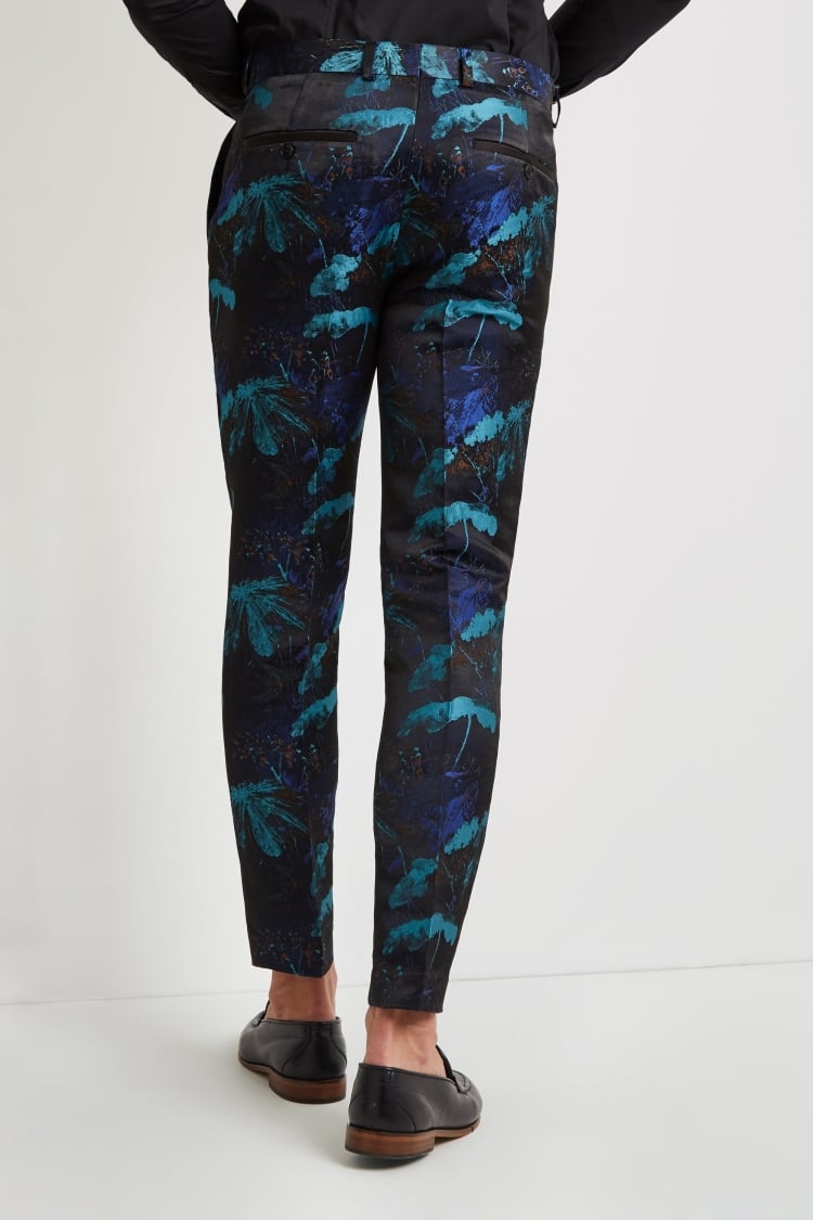 Moss London Skinny Fit Turquoise Leaf Pants