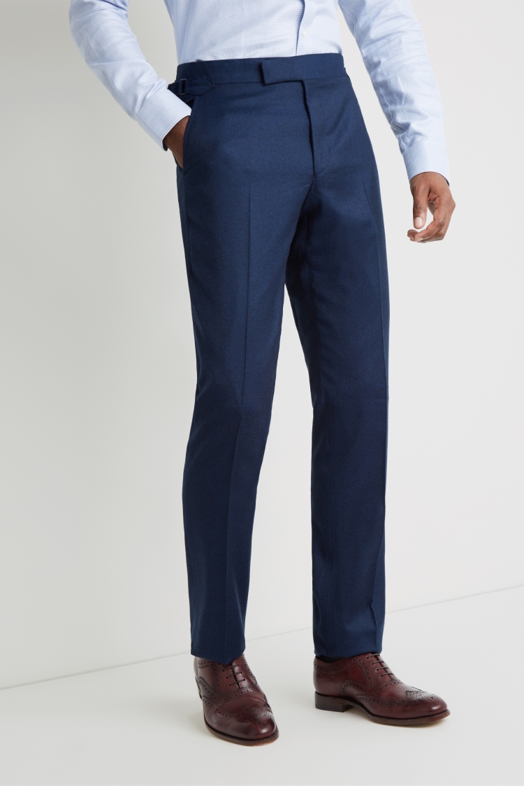 Richard James Tailored Fit Blue Flannel Trousers