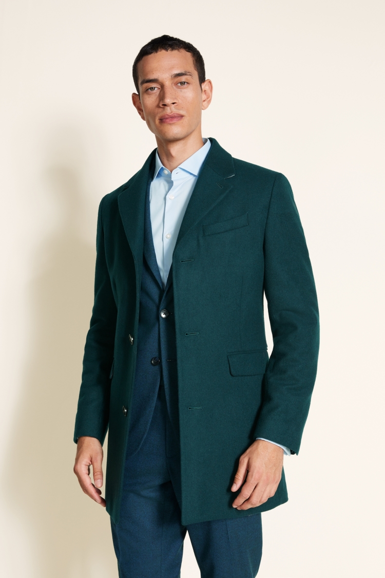 Slim Fit Teal Overcoat