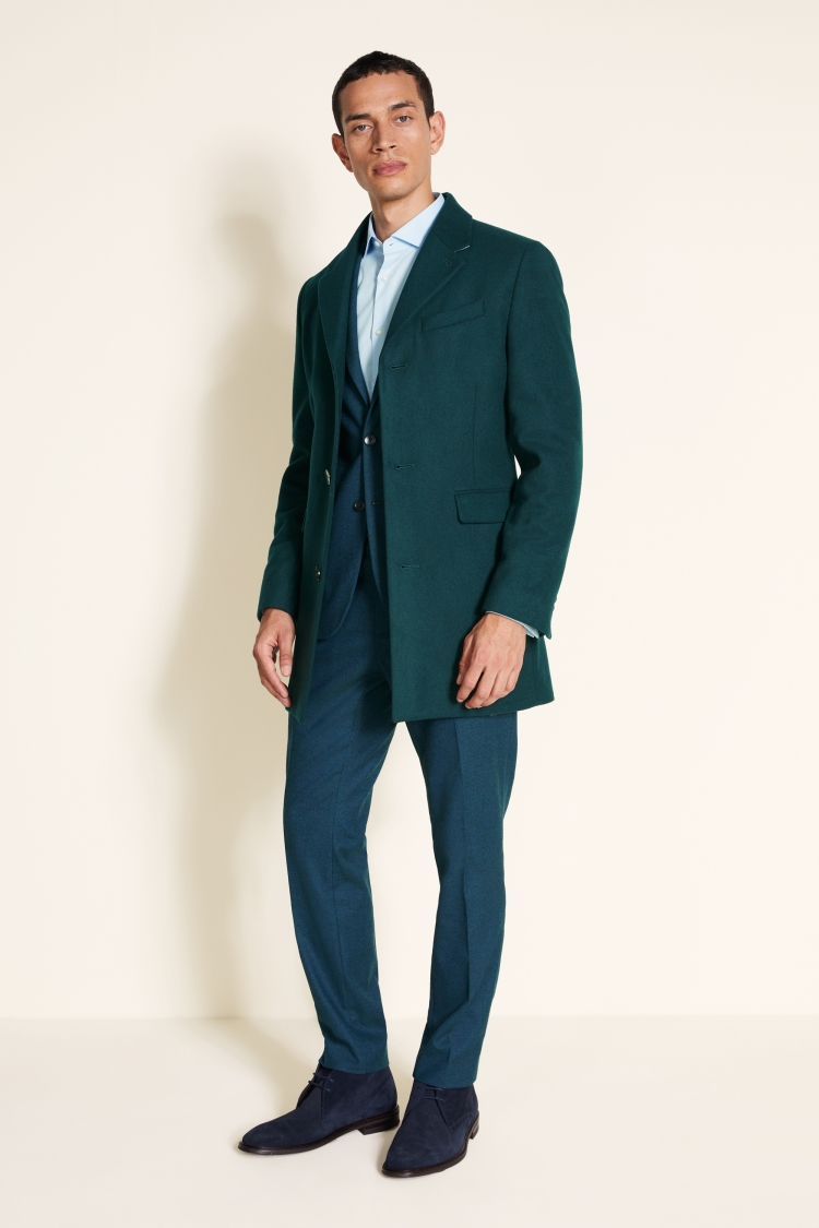 Slim Fit Teal Overcoat