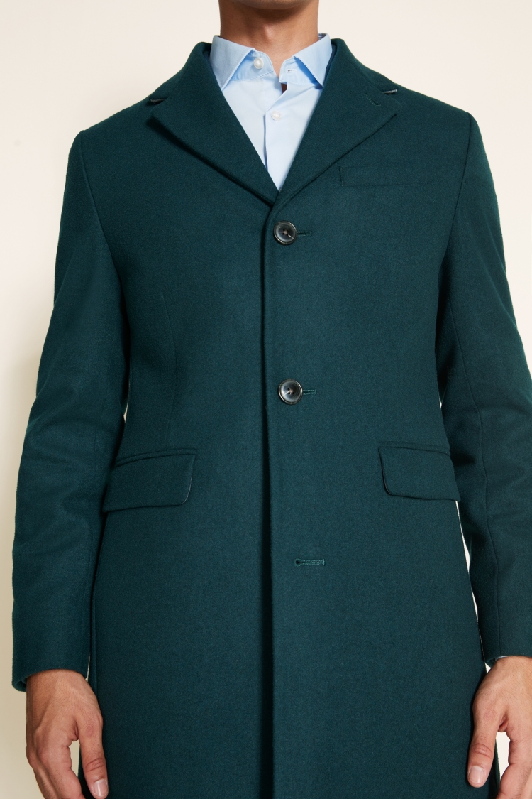 Slim Fit Teal Overcoat