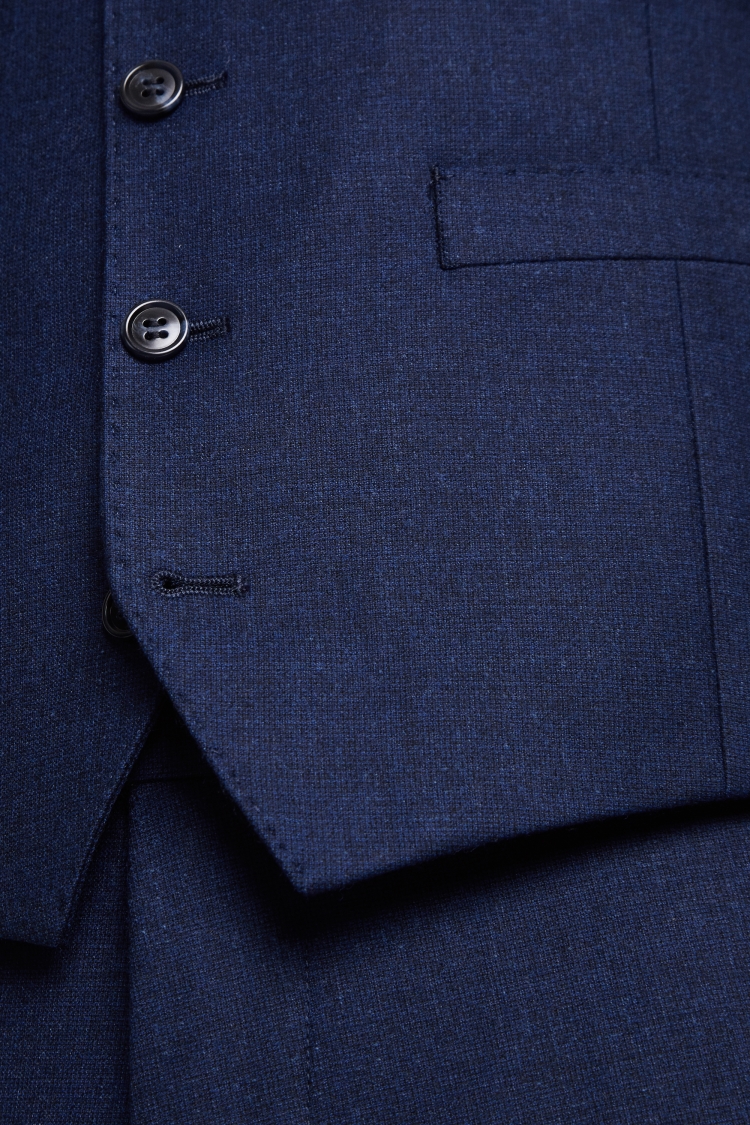 Moss 1851 Performance Tailored Fit Blue Milled Waistcoat