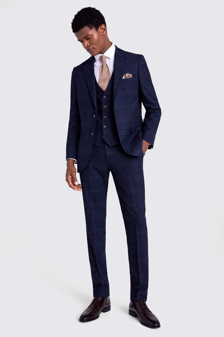 Navy on sale check suit