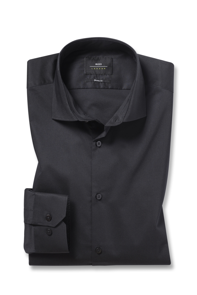 Tailored Fit Black Performance Stretch Shirt