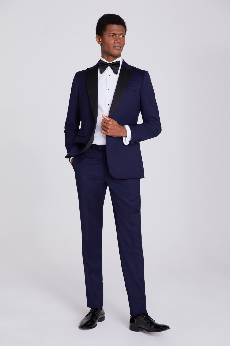 Tailored Fit Navy Twill Tuxedo Jacket 