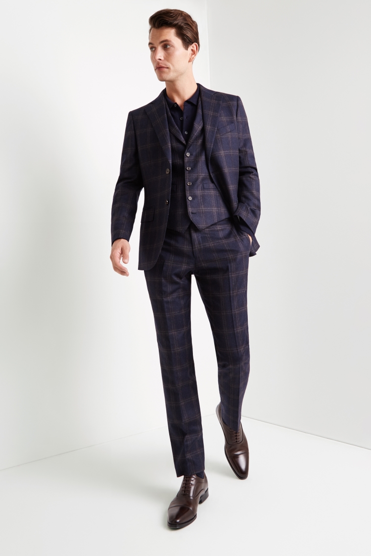 Tailored Fit Navy Bold Check Jacket