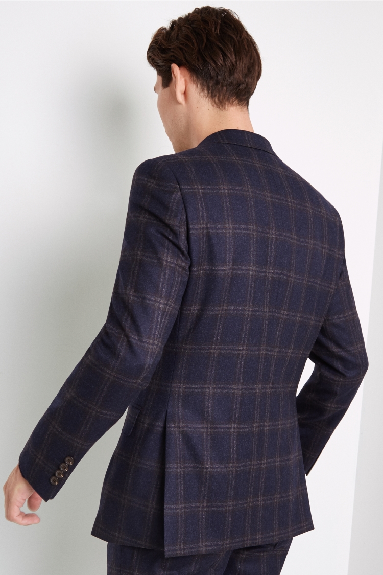 Tailored Fit Navy Bold Check Jacket