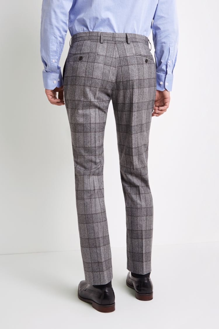 Tailored Fit Grey Bold Check Trousers | Buy Online at Moss