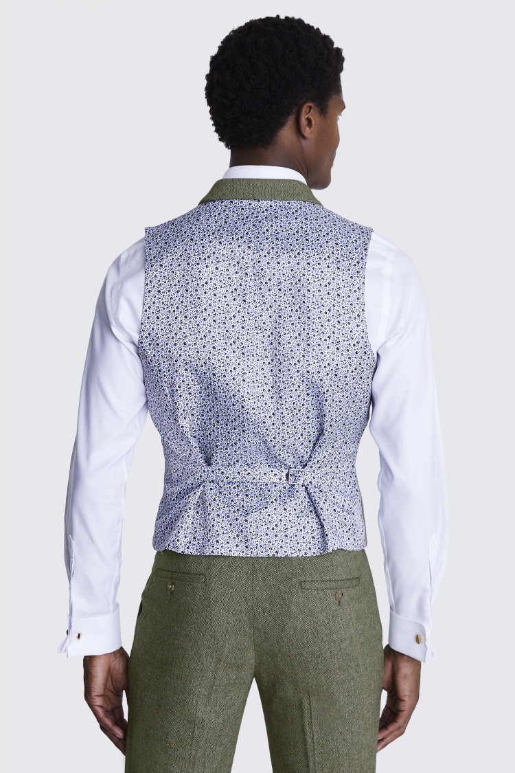 Slim Fit Sage Tweed Waistcoat | Buy Online at Moss