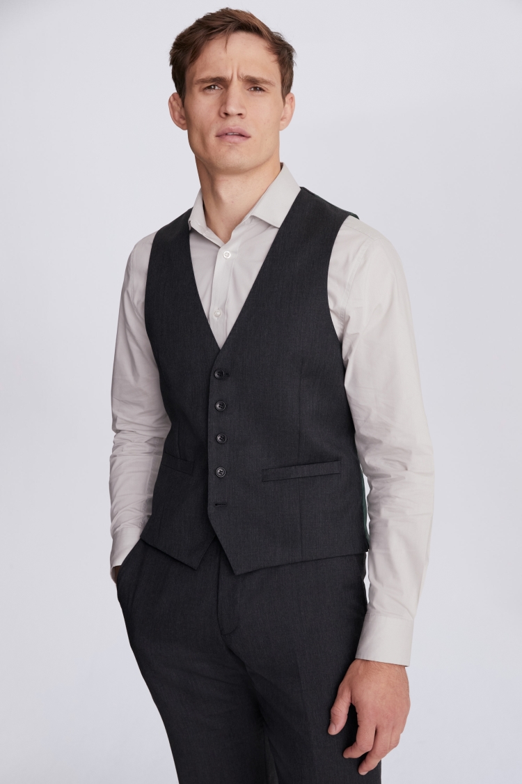 Regular Fit Charcoal Twill Suit