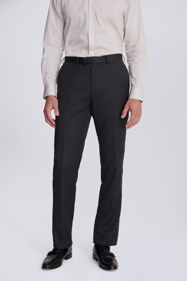 Regular Fit Charcoal Twill Trousers