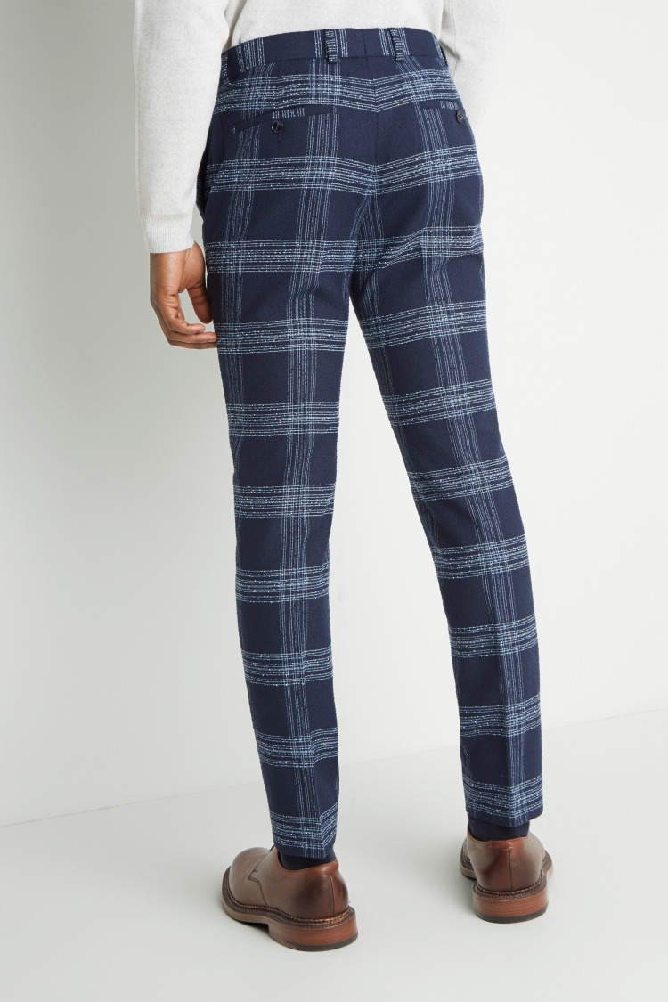 Moss London Slim Fit Blue Boucle Trousers | Buy Online at Moss