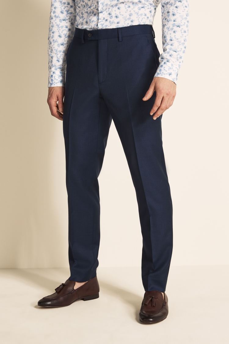 Tailored Fit Navy Semi Plain Trousers | Buy Online at Moss