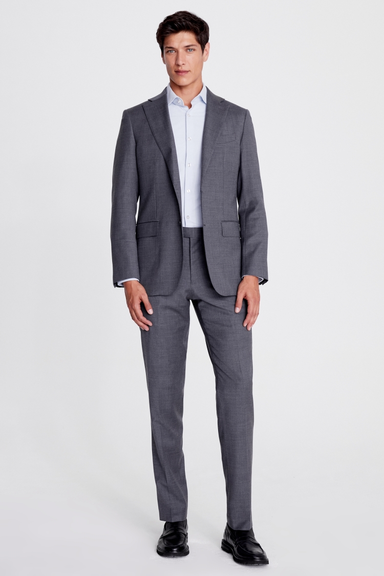 Tailored Fit Grey Twill Suit