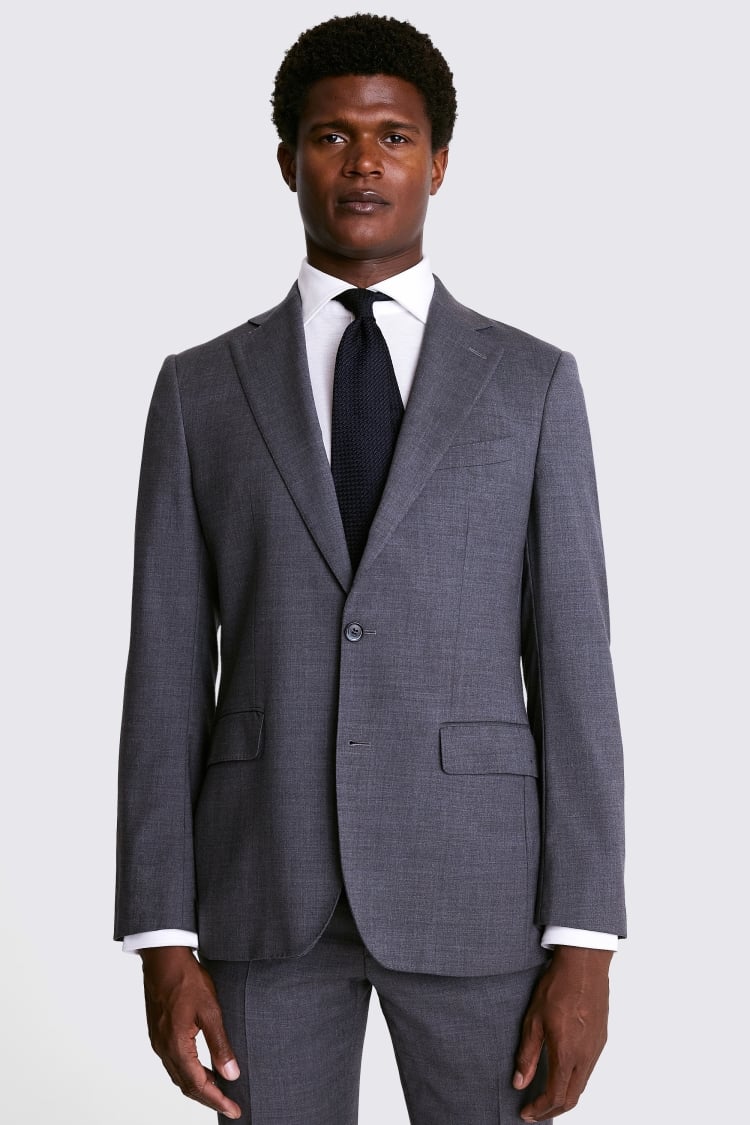 Tailored Fit Grey Twill Suit Jacket