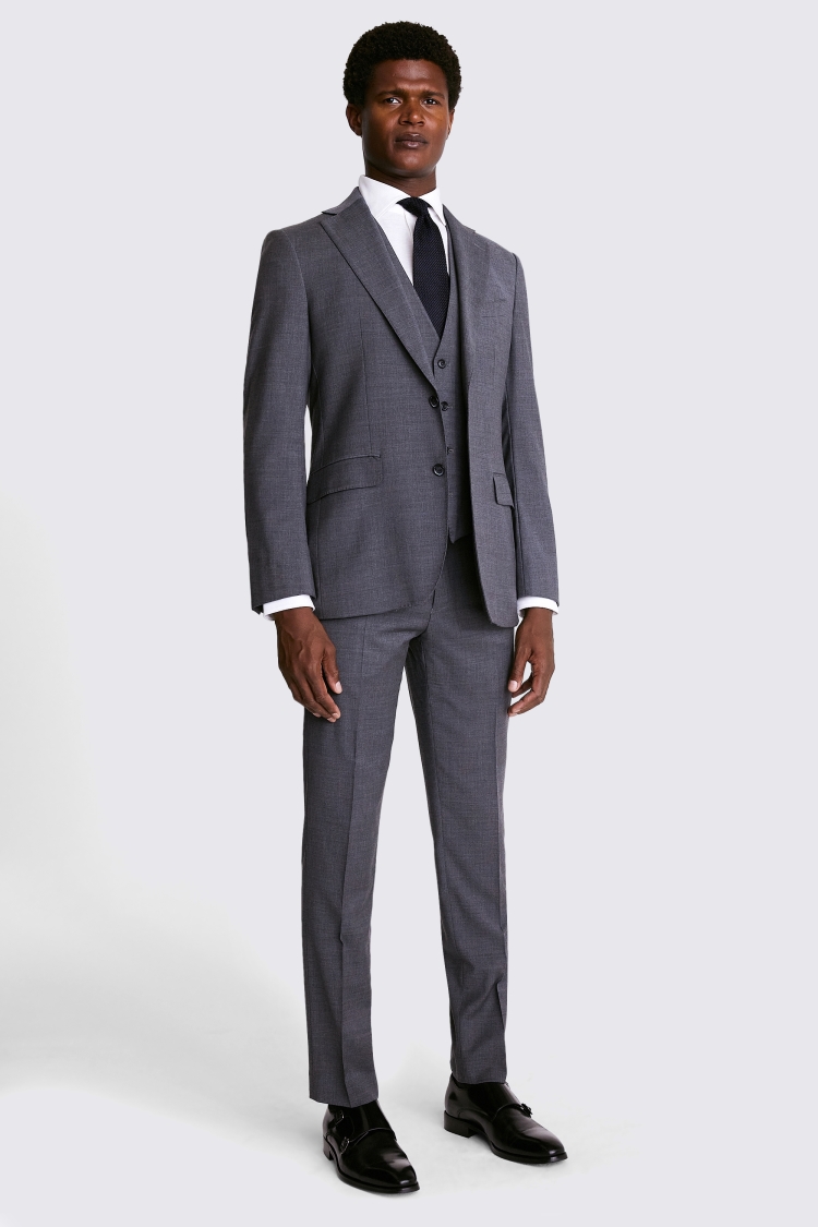 Tailored Fit Grey Twill Suit