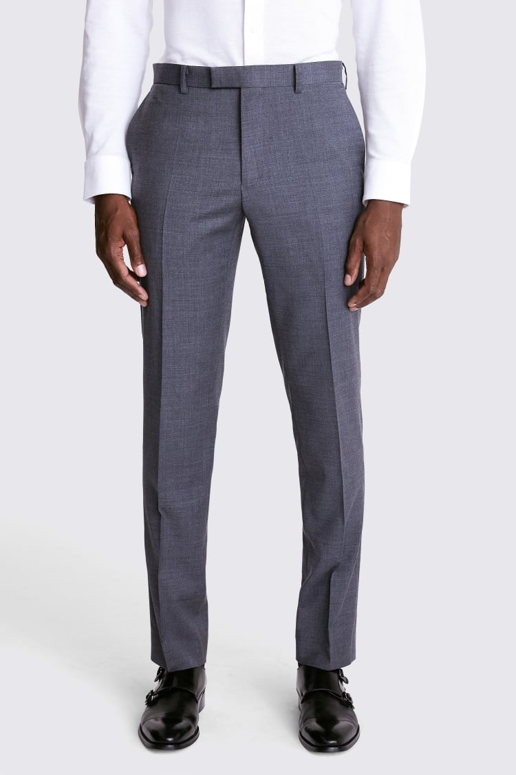 Tailored Fit Grey Twill Trousers | Buy Online at Moss