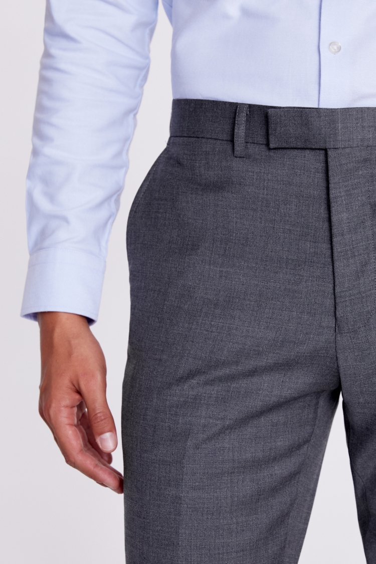 Tailored Fit Grey Twill Trousers