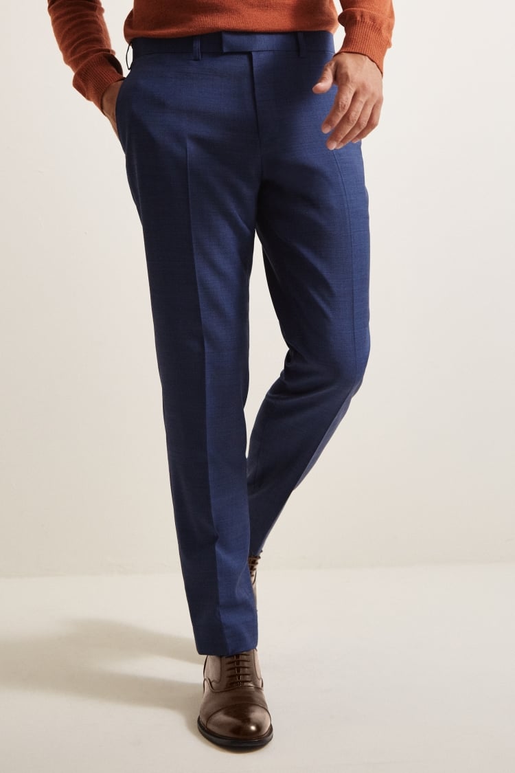 Tailored Fit Dusty Blue Linen Trousers