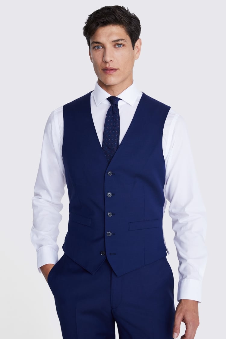 Tailored Fit Navy Twill Vest