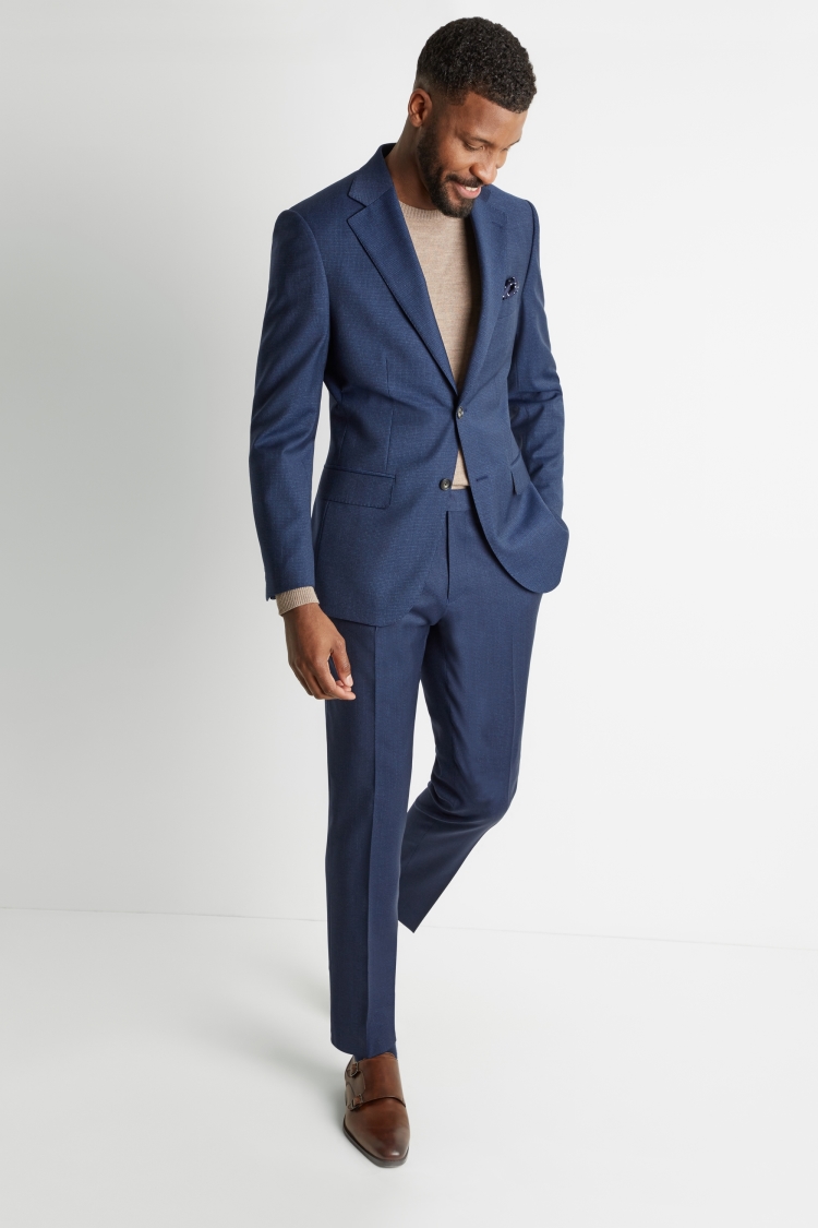 Tailored Fit Blue Houndstooth Suit