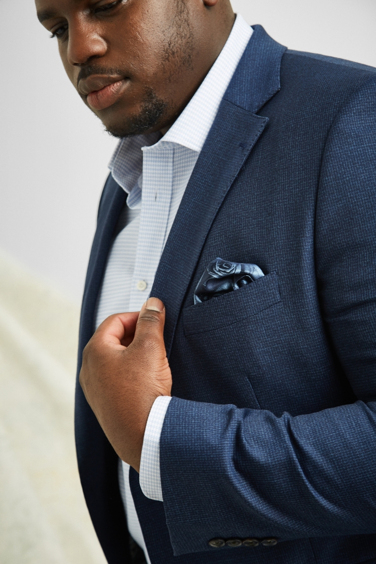 Tailored Fit Blue Houndstooth Suit
