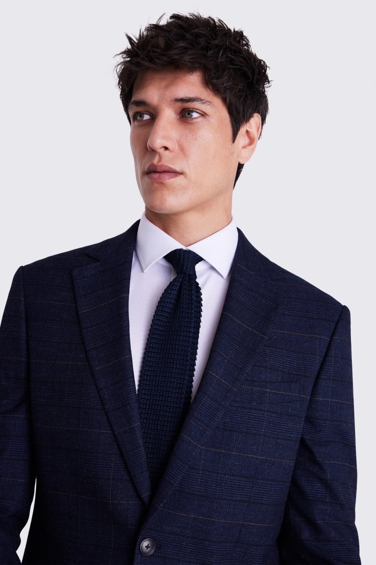 Tailored Fit Navy Black Check Suit