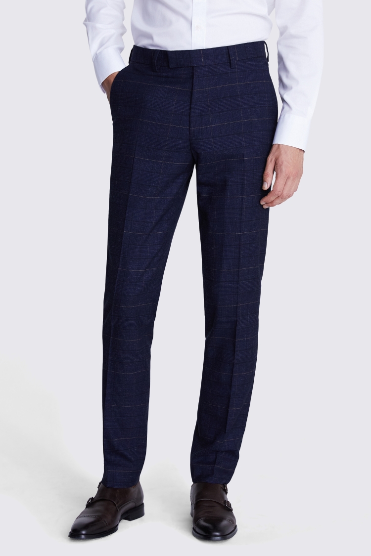 Tailored Fit Navy Black Check Suit