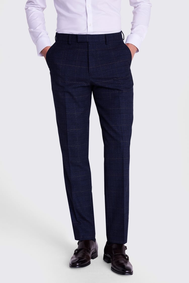 Tailored Fit Navy Black Check Suit