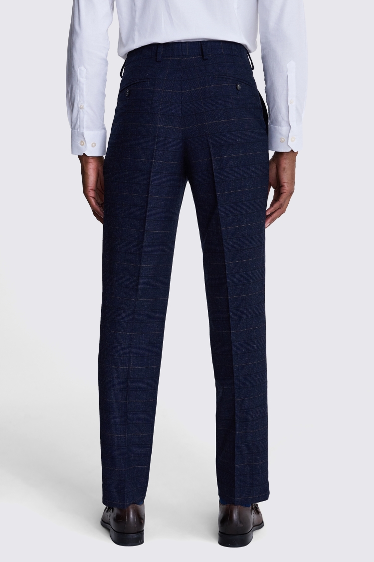 Tailored Fit Navy Black Check Pants