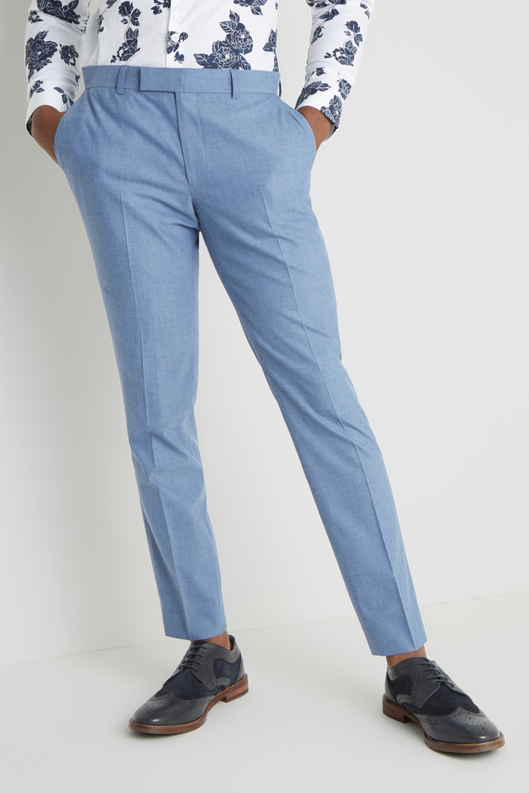 Slim Fit Navy Matte Linen Trousers