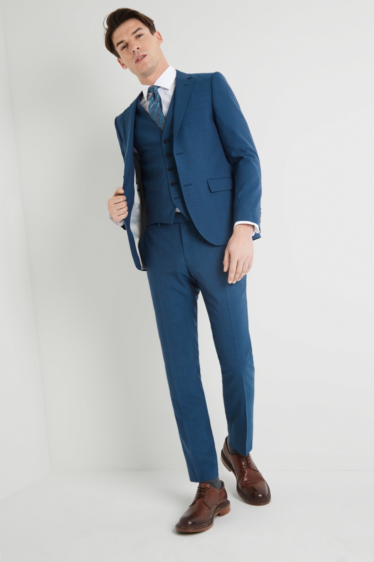 DKNY Slim Fit Teal Jaspe Suit