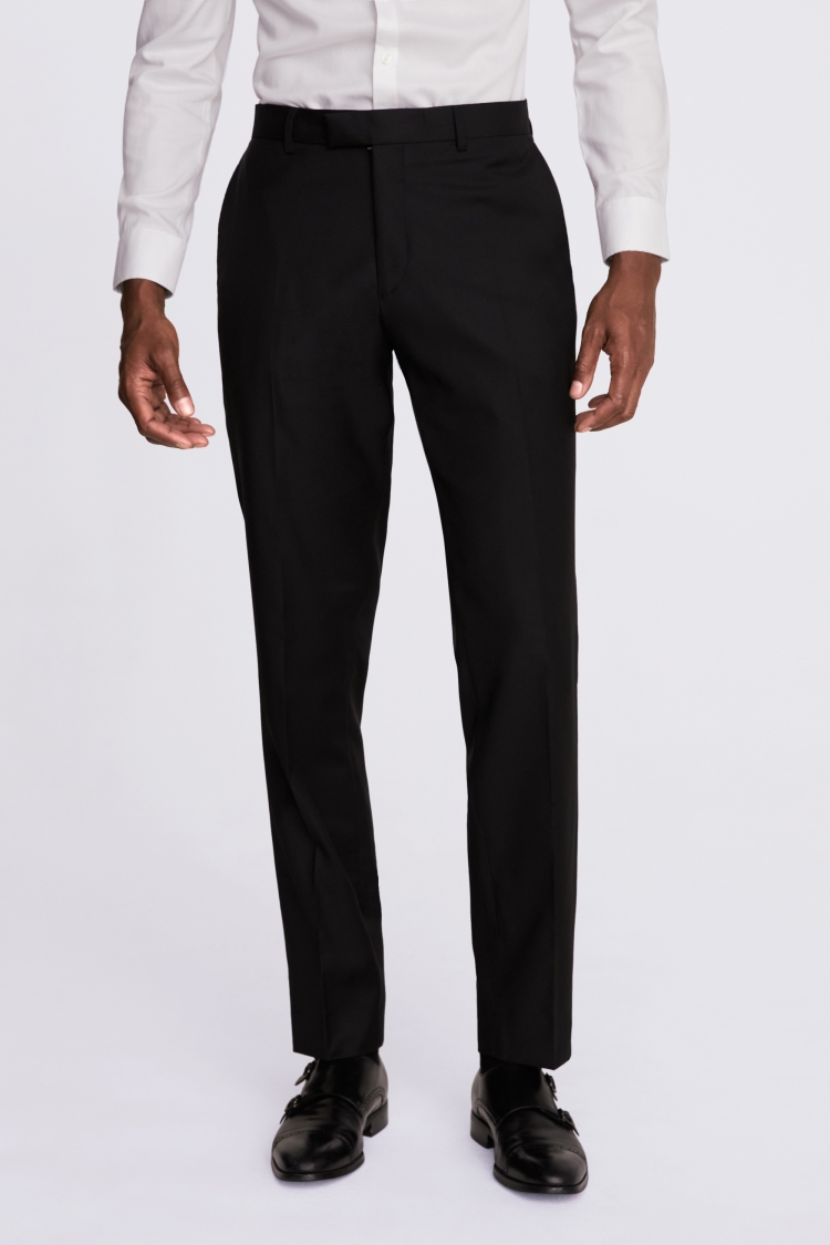 Italian Tailored Fit Black Twill Trousers