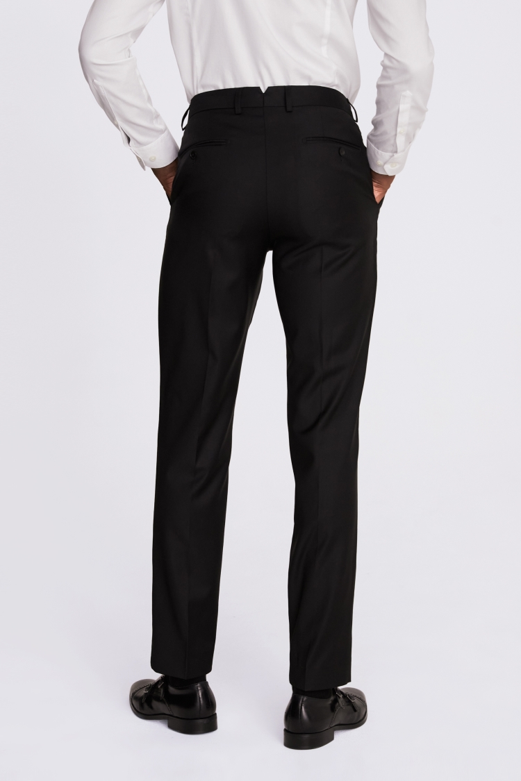 Italian Tailored Fit Black Twill Trousers