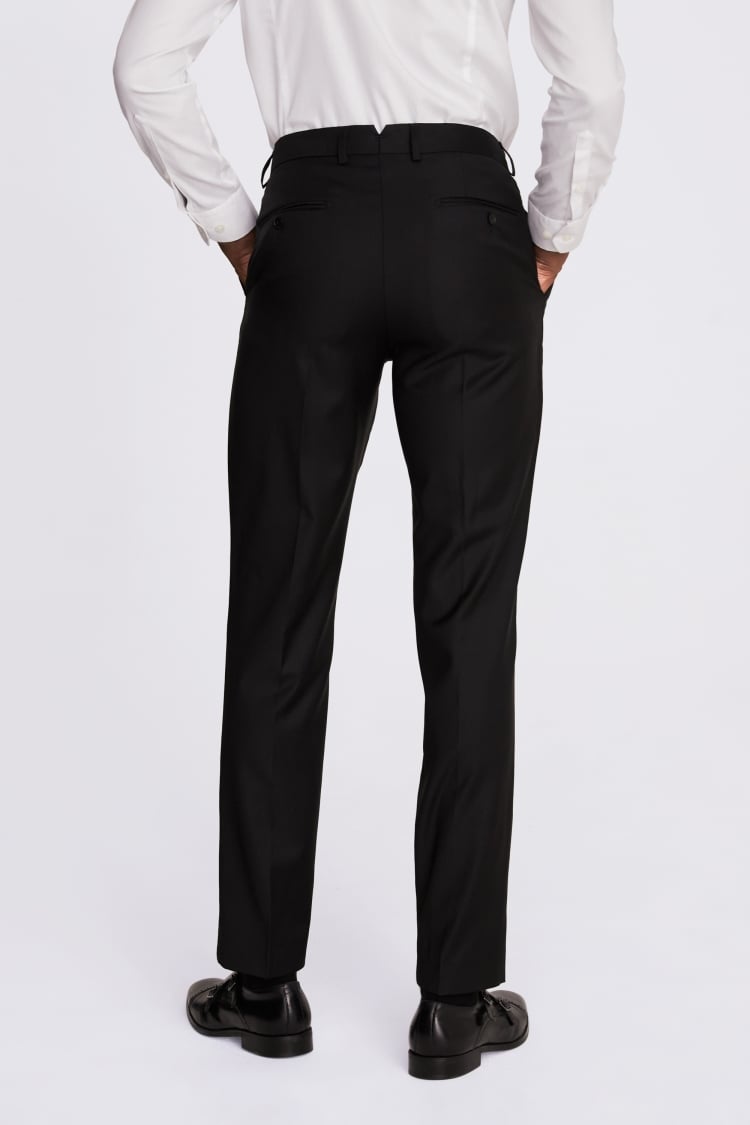 Italian Tailored Fit Black Twill Trousers | Buy Online at Moss