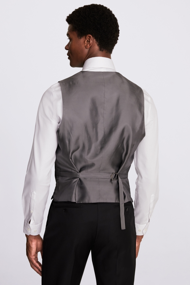 Italian Tailored Fit Black Twill Vest