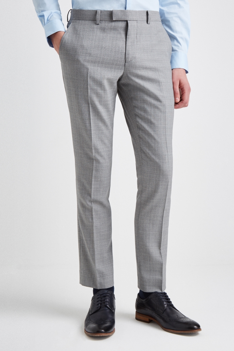 DKNY Slim Fit Light Grey Texture Trousers 